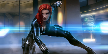 A picture of Black Widow entering The Contest of Champions.