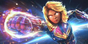 A picture of Captain Marvel entering The Contest of Champions.