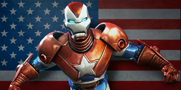 A picture of Iron Patriot entering The Contest of Champions.
