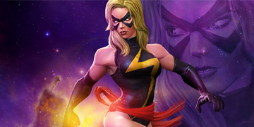 A picture of Ms. Marvel entering The Contest of Champions.