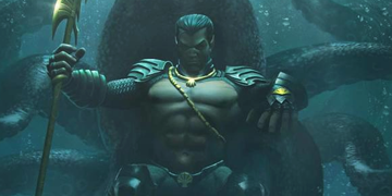 A picture of Namor entering The Contest of Champions.