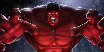 A picture of Red Hulk entering The Contest of Champions.