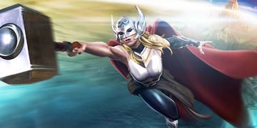 A picture of Thor (Jane Foster) entering The Contest of Champions.